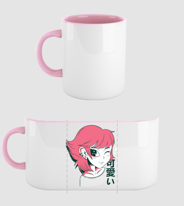 Fată drăguță Anime model roz deschis pe tricou