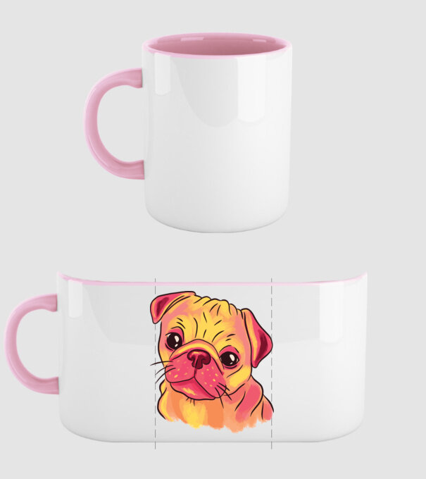 Cap de Mops drăguț model roz deschis pe tricou
