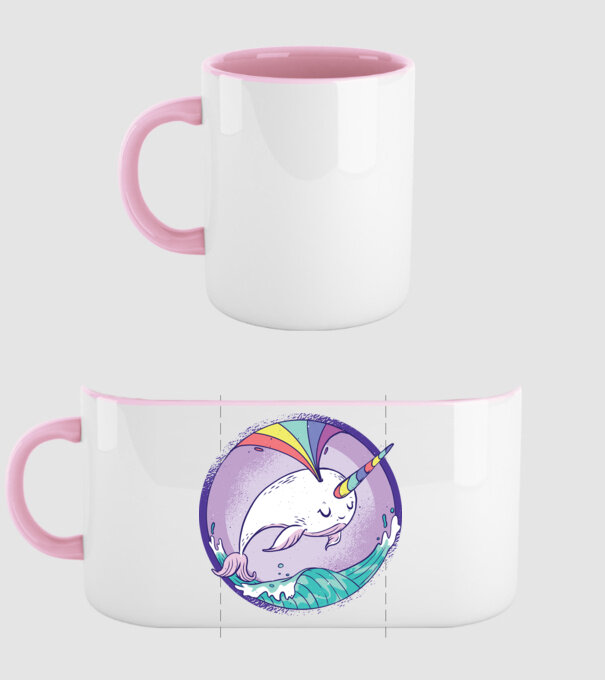 Unicorn drăguț Balenă - Narval model roz deschis pe tricou