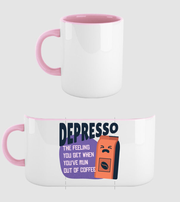 Depresso - Sentimentul când rămâi fără cafea model roz deschis pe tricou