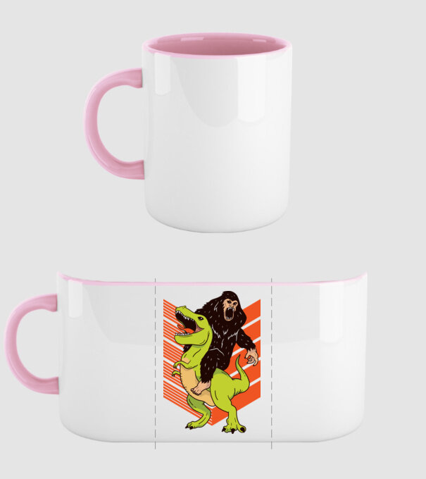 Dinozaur Yeti model roz deschis pe tricou
