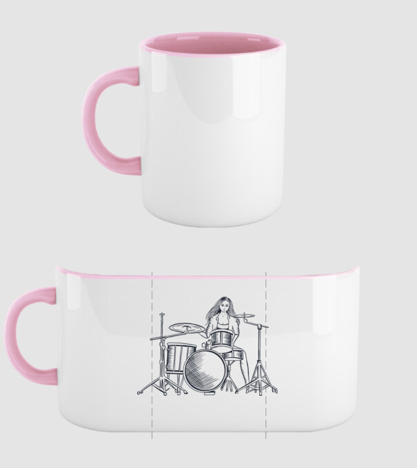Fată Bateristă model roz deschis pe tricou