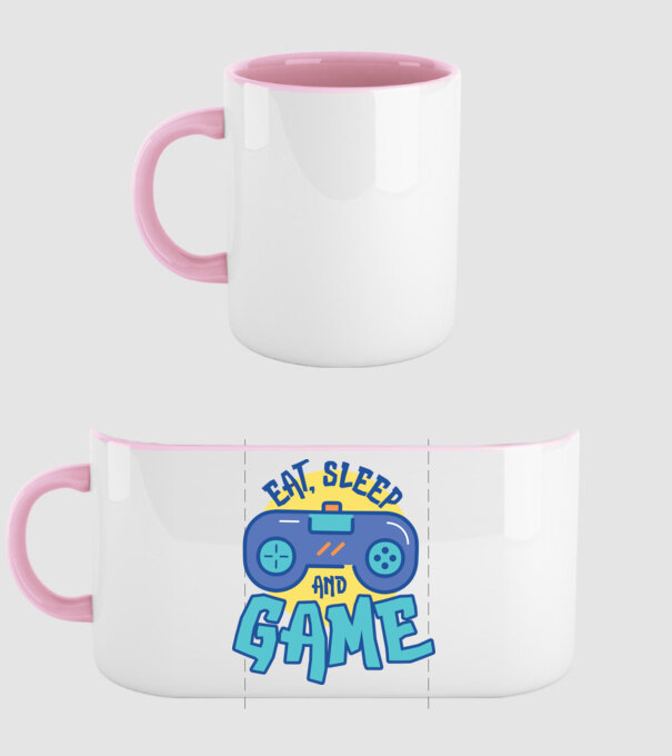 Eat Sleep and Game model roz deschis pe tricou