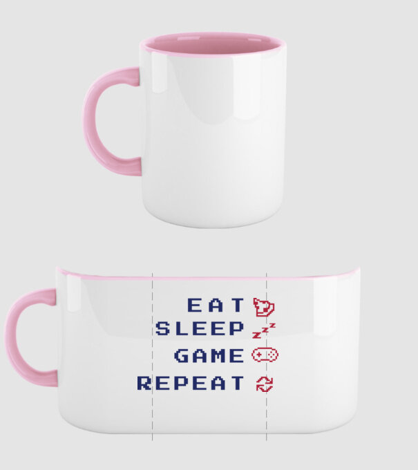 Eat Sleep Game Repeat model roz deschis pe tricou