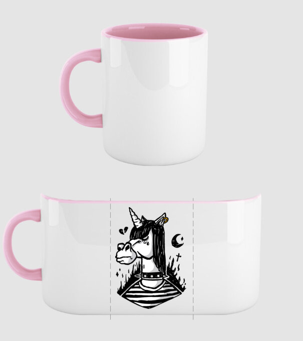 Emo unicorn model roz deschis pe tricou