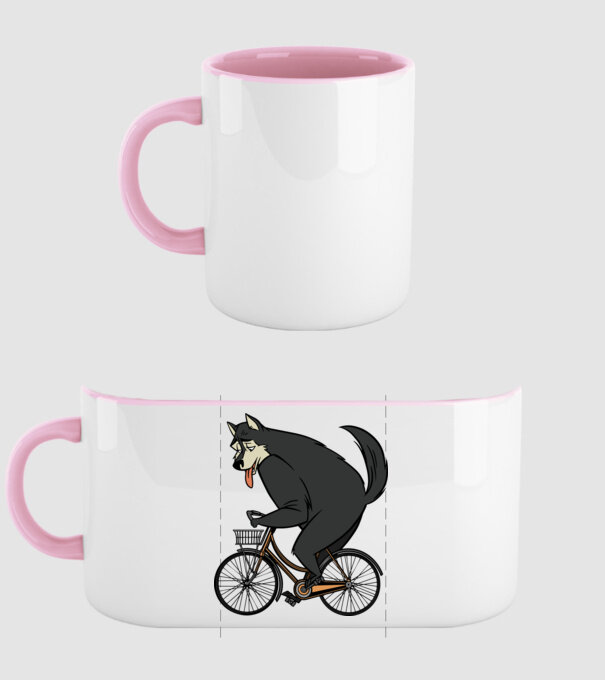 Lup pe bicicletă model roz deschis pe tricou