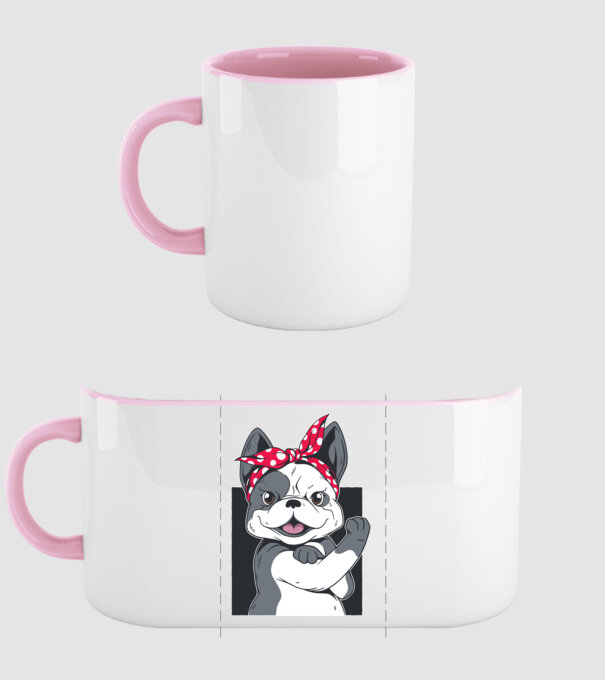Bulldog Francez model roz deschis pe tricou
