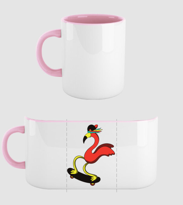 Flamingo Skateboarder model roz deschis pe tricou