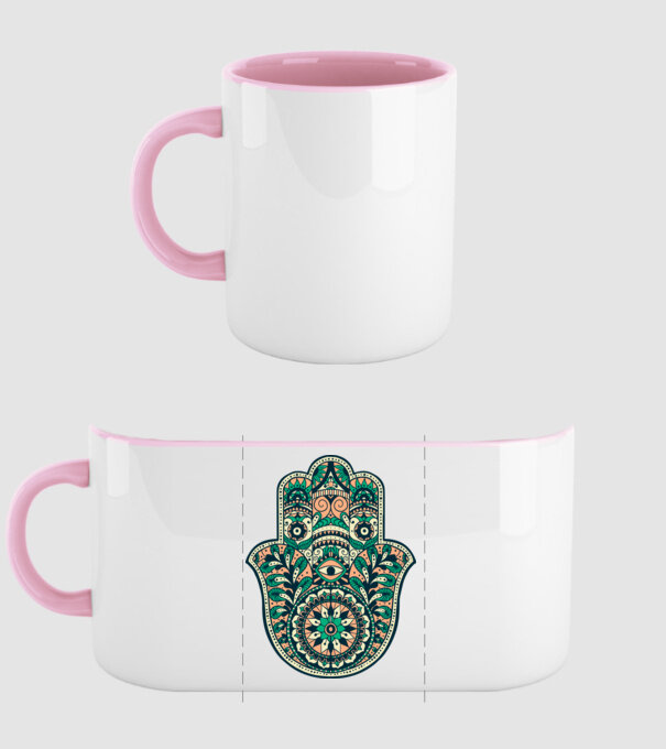Mână Hamza - Mâna lui Dumnezeu Mandala model roz deschis pe tricou