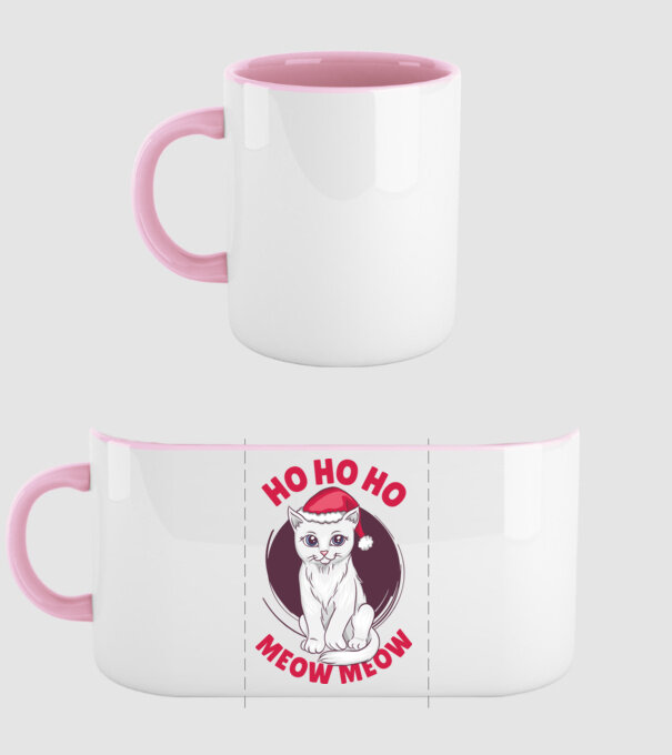 Ho Ho Ho Ho Ho Ho Ho Meow Meow Crăciun cu pisică model roz deschis pe tricou
