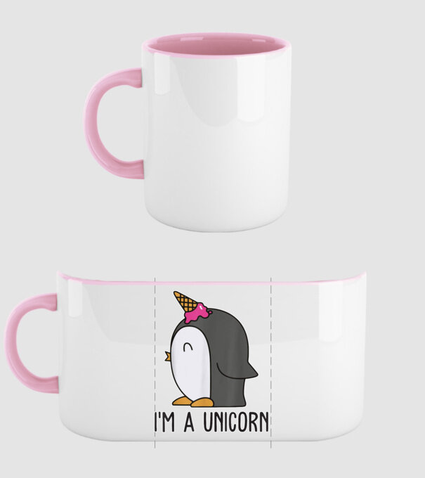 'I''m a unicorn - penguin' model roz deschis pe tricou