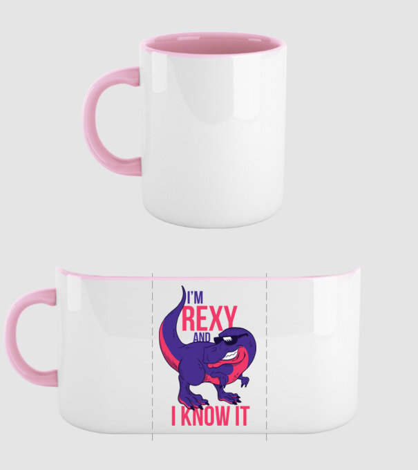 'I''m Rexy and I know it - tricou dinozaur amuzant' model roz deschis pe tricou