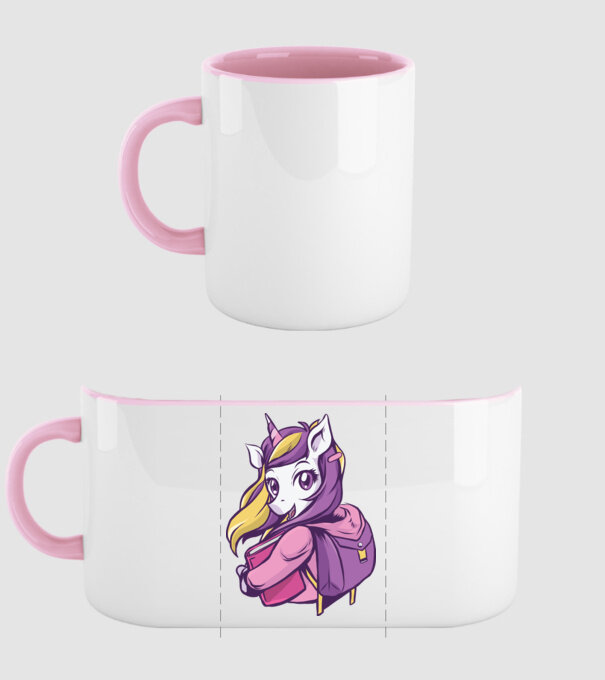 Școlăriță Unicorn model roz deschis pe tricou