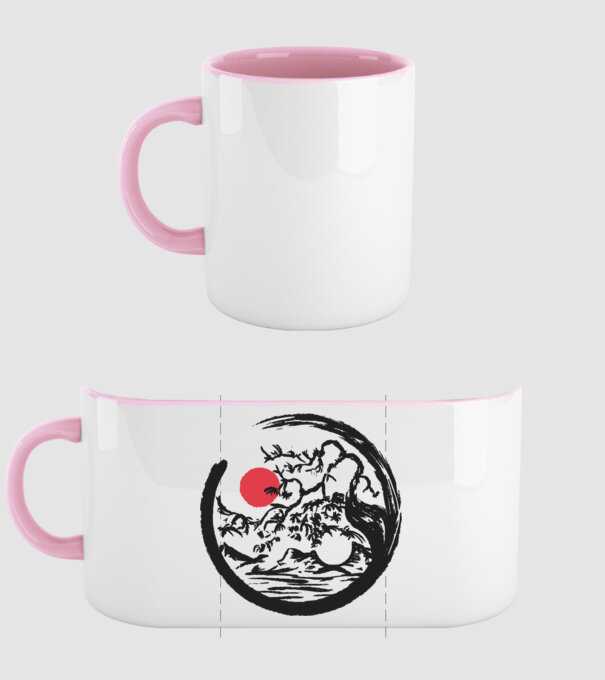 Yin-Yang Bonsai model roz deschis pe tricou