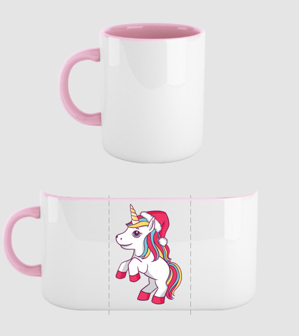 Unicorn de Crăciun model roz deschis pe tricou