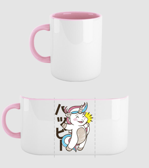 Kawaii unicorn model roz deschis pe tricou