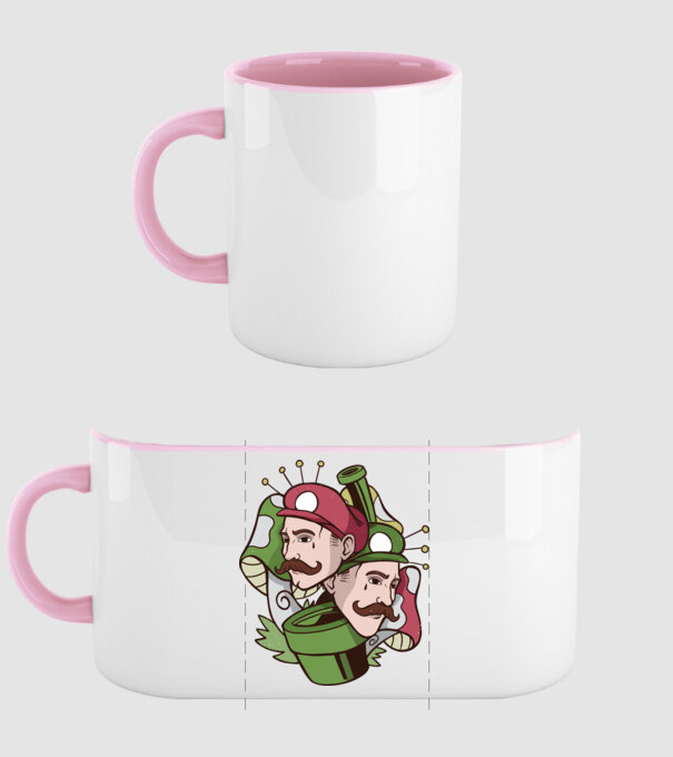Mario și Luigi model roz deschis pe tricou