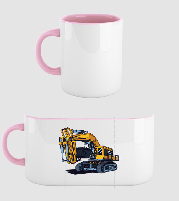 Excavator model roz deschis pe tricou