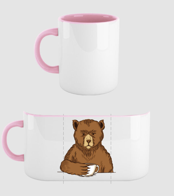 Urs cu cafea model roz deschis pe tricou