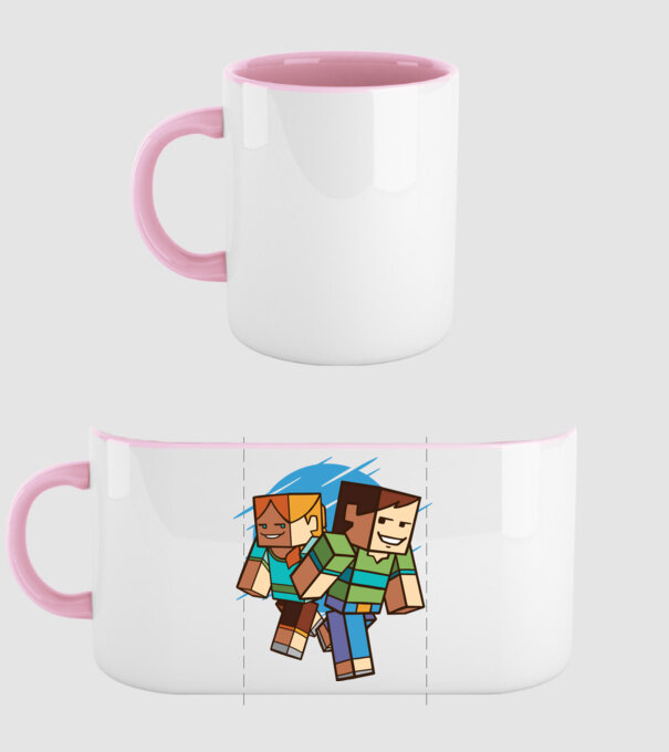 Caractere Minecraft model roz deschis pe tricou