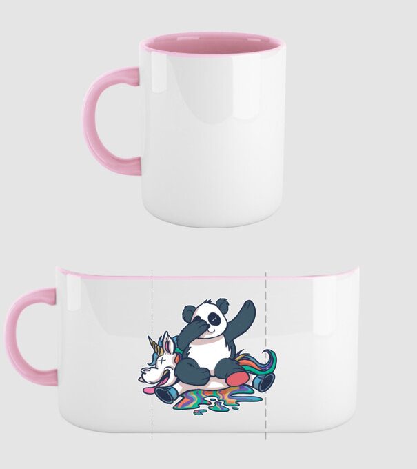 Panda DAB Unicorn model roz deschis pe tricou