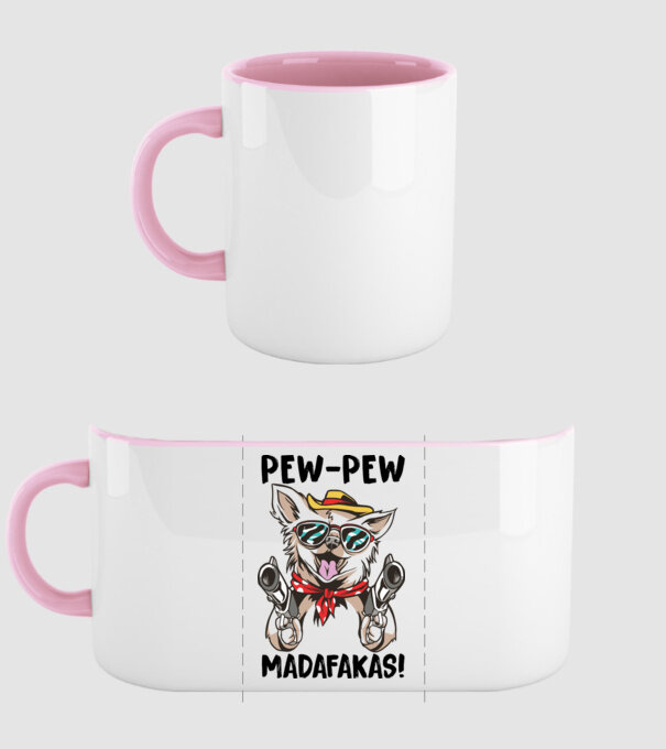 Pew Pew Pew Madafakas Chivava alb model roz deschis pe tricou