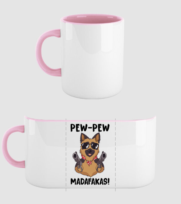 Pew Pew Pew Madafakas Ciobănesc german alb model roz deschis pe tricou