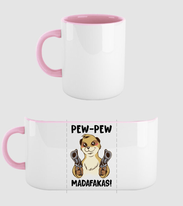Pew Pew Pew Madafakas Suricată alb model roz deschis pe tricou