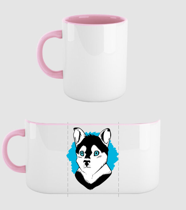 Câine Pomsky model roz deschis pe tricou