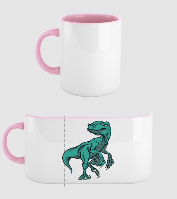 Dinozaur Raptor model roz deschis pe tricou