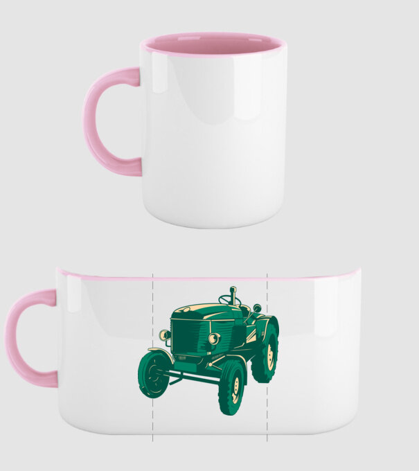 Tractor vechi model roz deschis pe tricou