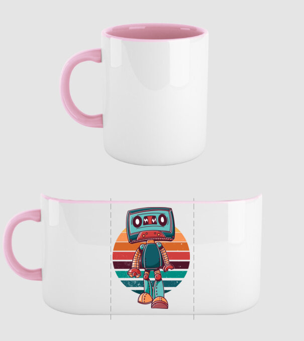 Robot Casetă retro model roz deschis pe tricou
