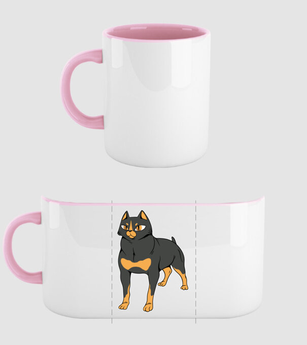 Rottweiler pisică model roz deschis pe tricou