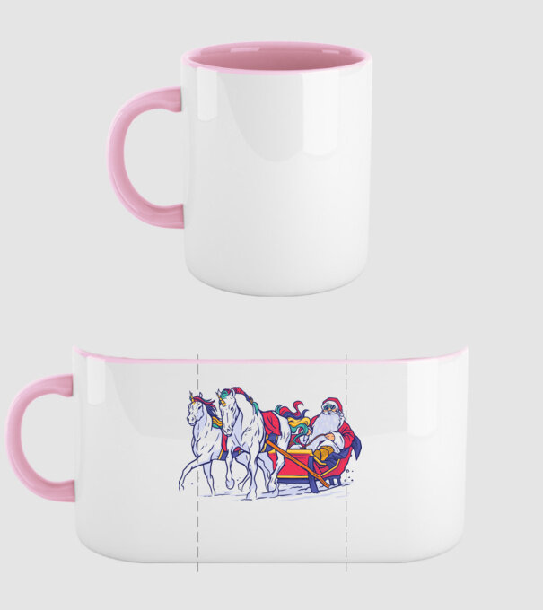Santa Unicorn Moș Crăciun model roz deschis pe tricou