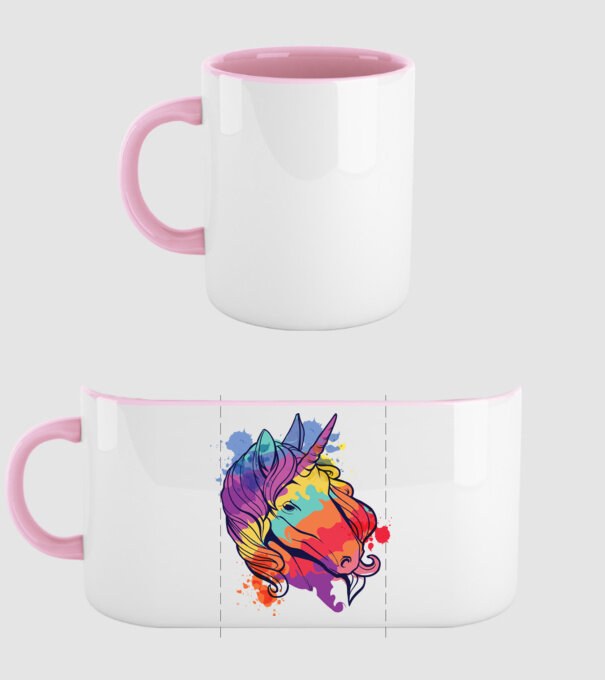 Curcubeu colorat Unicorn tricou model roz deschis pe tricou