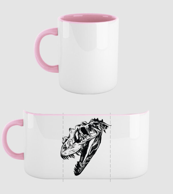 Craniu T-rex model roz deschis pe tricou