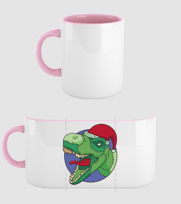 T-rex Santa model roz deschis pe tricou