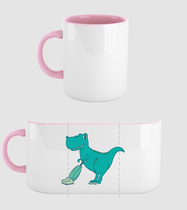 T-rex făcând curățenie model roz deschis pe tricou