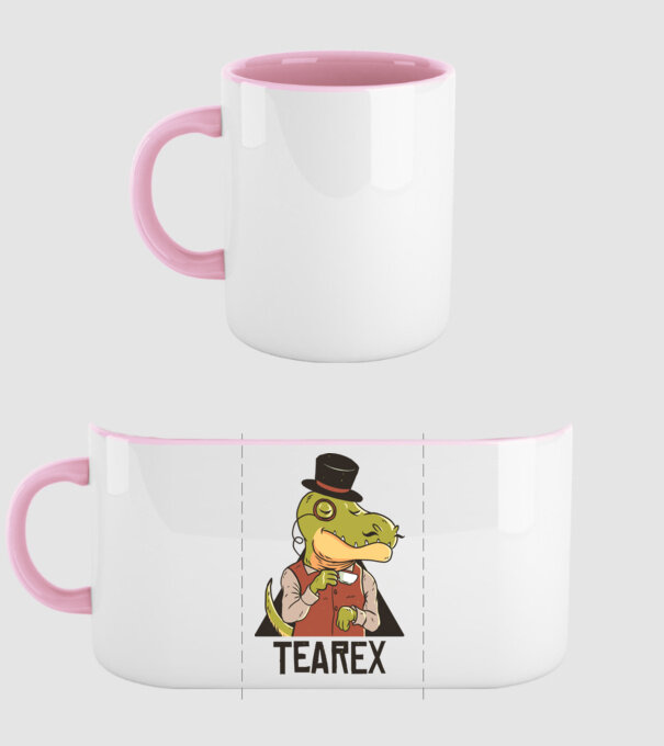 Tea Rex dinozaur cu ceai model roz deschis pe tricou