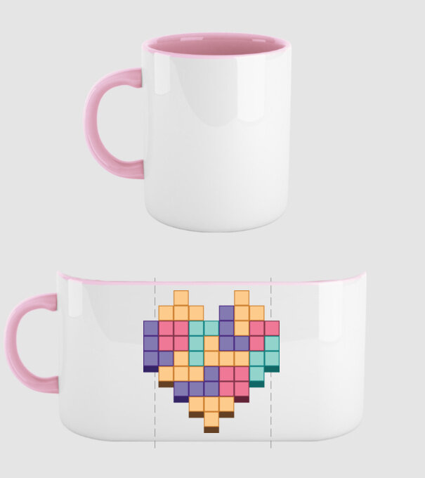 Inimă Tetris model roz deschis pe tricou