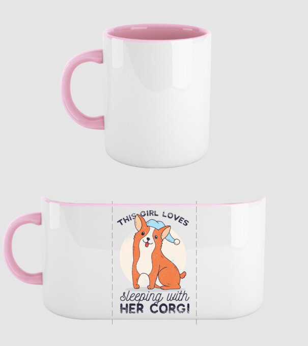 This Girl Loves sleeping with her Corgi model roz deschis pe tricou
