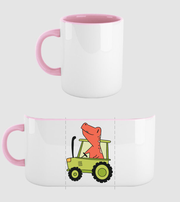 Tractor dinozaur model roz deschis pe tricou
