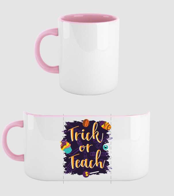 Trick or Teach Halloween pentru profesori model roz deschis pe tricou