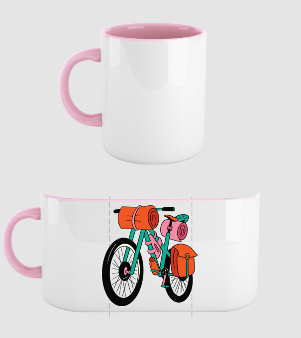 Bicicletă Drumeție model roz deschis pe tricou
