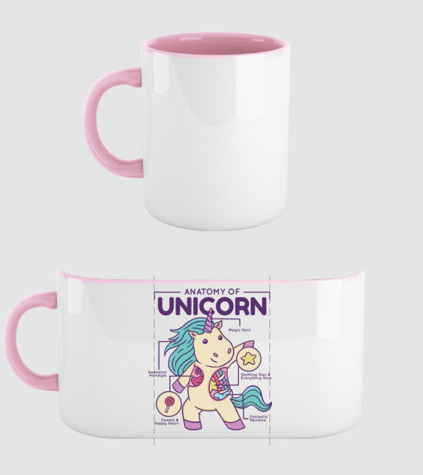 Unicorn Anatomie model roz deschis pe tricou