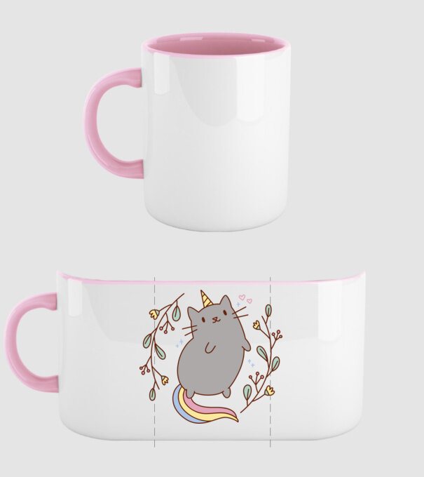 Pisică Unicorn model roz deschis pe tricou
