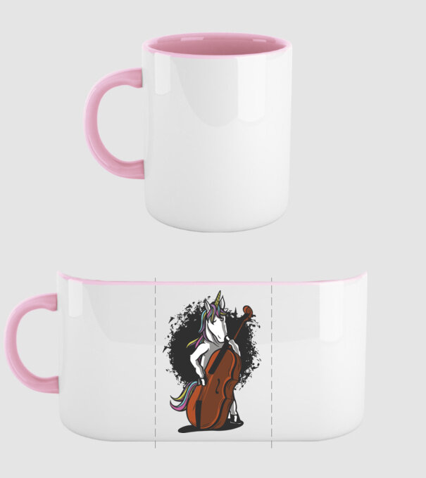 Unicorn cu violoncel model roz deschis pe tricou