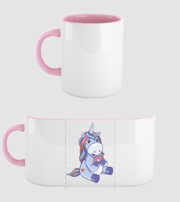 Unicorn cu gogoașă model roz deschis pe tricou