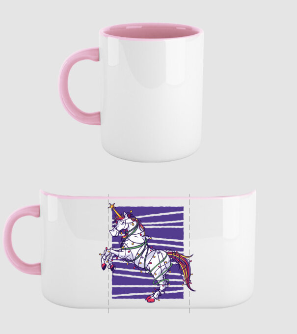 Unicorn pom de Crăciun model roz deschis pe tricou
