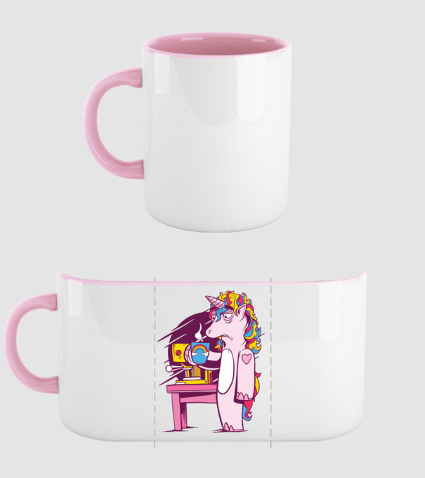 Unicorn Cafea model roz deschis pe tricou